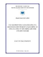 Các giải pháp nâng cao sự hài lòng của khách hàng đối với dịch vụ mạng riêng ảo (VPN) của công ty viễn thông liên tỉnh (VTN) đến năm 2020 