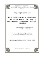 Sự hài lòng của người nộp thuế về chất lượng dịch vụ công theo cơ chế một cửa tại chi cục thuế quận tân bình 