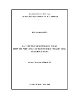 Các yếu tố ảnh hưởng đến ý định thay đổi nhà cung cấp dịch vụ điện thoại di động của khách hàng 
