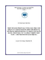 Một số giải pháp gia tăng giá trị cảm nhận của khách hàng đối với dịch vụ tín dụng khách hàng cá nhân tại ngân hàng TMCP đầu tư và phát triển việt nam   chi nhánh sở giao dịch 2 
