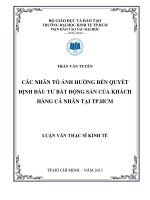 Các nhân tố ảnh hưởng đến quyết định đầu tư bất động sản của khách hàng cá nhân tại TP  HCM 
