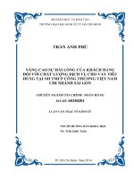 Nâng cao sự hài lòng của khách hàng đối với chất lượng dịch vụ cho vay tiêu dùng tại ngân hàng thương mại cổ phần công thương việt nam chi nhánh sài gòn 