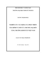 Nghiên cứu tác động của phát triển tài chính và mở cửa thương mại đến tăng trưởng kinh tế ở việt nam 