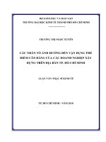 Các nhân tố ảnh hưởng đến vận dụng bảng điểm cân bằng của các doanh nghiệp xây dựng trên địa bàn TP  hồ chí minh 