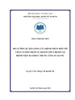 Đo lường sự hài lòng của bệnh nhân đối với chất lượng dịch vụ khám chữa bệnh tại bệnh viện đa khoa trung tâm an giang 