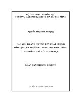Các yếu tố ảnh hưởng đến chất lượng đào tạo của trường trung học phổ thông theo đánh giá của người học 