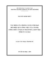 Tác động của phong cách lãnh đạo đến hiệu quả công việc của cán bộ, công chức cơ quan tham mưu, giúp việc tỉnh ủy cà mau 