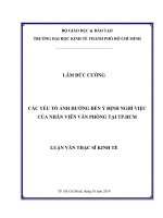 Các yếu tố ảnh hưởng đến ý định nghỉ việc của nhân viên văn phòng tại TP HCM 