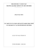 Các nhân tố tác động đến quyết định chọn thuê căn hộ dịch vụ tại thành phố hồ chí minh 