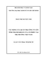 Tác động của quản trị công ty lên tính thanh khoản của cổ phiếu tại thị trường việt nam 