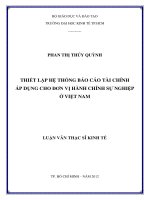 Thiết lập hệ thống báo cáo tài chính áp dụng cho đơn vị hành chính sự nghiệp ở việt nam 
