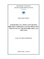 Ảnh hưởng của tính cách thương hiệu đến ý định mua lại sản phẩm máy tính xách tay thương hiệu dell tại việt nam 