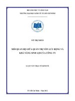 Mối quan hệ giữa quản trị vốn luân chuyển và khả năng sinh lợi của công ty 