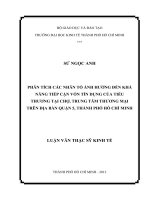 Phân tích các nhân tố ảnh hưởng đến khả năng tiếp cận vốn tín dụng của tiểu thương tại chợ, trung tâm thương mại trên địa bàn quận 5, thành phố hồ chí minh 