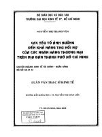 Các yếu tố ảnh hưởng đến khả năng thu hồi nợ của các ngân hàng thương mại trên địa bàn thành phố hồ chí minh 