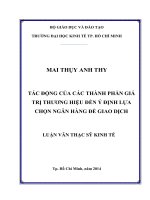 Tác động của các thành phần giá trị thương hiệu đến ý định lựa chọn ngân hàng để giao dịch 