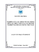 Nghiên cứu các nhân tố tác động đến cấu trúc vốn của các doanh nghiệp ngành xây dựng việt nam 
