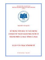 Sử dụng vốn đầu tư xây dựng cơ bản từ ngân sách nhà nước ở thành phố cà mau tỉnh cà mau 