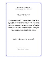 Ảnh hưởng của lãnh đạo tư lợi đến sự kiệt sức về tinh thần, với vai trò trung gian của sự hoài nghi đối với tổ chức, trường hợp người lao động trong doanh nghiệp TP  HCM 