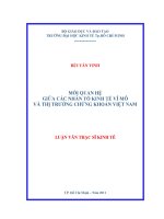 Mối quan hệ giữa các nhân tố kinh tế vĩ mô và thị trường chứng khoán việt nam 