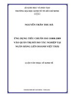 Ứng dụng tiêu chuẩn ISO 31000,2009 vào quản trị rủi ro tác nghiệp tại ngân hàng liên doanh việt thái 