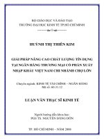 Giải pháp nâng cao chất lượng tín dụng tại ngân hàng thương mại cổ phần xuất nhập khẩu việt nam chi nhánh chợ lớn 