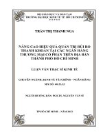 Nâng cao hiệu quả quản trị rủi ro thanh khoản tại các ngân hàng thương mại cổ phần trên địa bàn thành phố hồ chí minh 