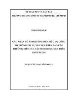 Các nhân tố ảnh hưởng đến mức độ công bố thông tin tự nguyện trên báo cáo thường niên của các doanh nghiệp trên sàn UPCoM 