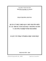 Quản lý thực hiện quy chế chuyên môn ở các trung tâm giáo dục thường xuyên và hướng nghiệp tỉnh thái bình​ 