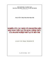 Nghiên cứu các nhân tố ảnh hưởng đến khả năng tiếp cận tín dụng chính thức của doanh nghiệp nhỏ tại TP  bến tre 