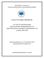 Các yếu tố ảnh hưởng đến hành vi hướng tới khách hàng của nhân viên trung tâm dịch vụ khách hàng tại lazada việt nam 
