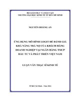 Ứng dụng mô hình logit để đánh giá khả năng trả nợ của khách hàng doanh nghiệp tại ngân hàng TMCP đầu tư và phát triển việt nam 