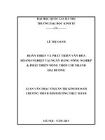 Hoàn thiện và phát triển văn hóa doanh nghiệp tại ngân hàng Nông nghiệp & phát triển nông thôn chi nhánh Hải Dương : Luận văn ThS. Kinh doanh và quản lý: 60 34 05
