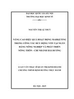 Nâng cao hiệu quả hoạt động marketing trong công tác huy động vốn tại ngân hàng Nông nghiệp và phát triển nông thôn - Chi nhánh Hải Dương : Luận văn ThS. Kinh doanh và quản lý: 60 34 05