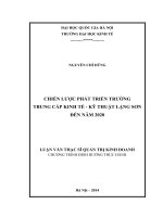 Chiến lược phát triển trường Trung cấp Kinh tế - Kỹ thuật Lạng Sơn đến năm 2020 : Luận văn ThS. Kinh doanh và quản lý: 60 34 05
