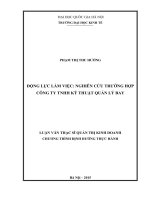 Động lực làm việc: Nghiên cứu trường hợp Công ty TNHH Kỹ thuật Quản lý bay : Luận văn ThS. Kinh doanh và quản lý: 60 34 05