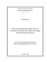 Quản lý hoạt động huy động vốn tại Ngân hàng Thương mại cổ phần Quân đội – Chi nhánh Trần Duy Hưng :  Luận văn ThS. Quản trị - Quản lý: 603404
