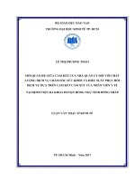 Mối quan hệ giữa cam kết của nhà quản lý đối với chất lượng dịch vụ chăm sóc sức khỏe và hiệu suất phục dịch vụ dựa trên cam kết cảm xúc của nhân viên y tế tại bệnh viện đa khoa huyện hồng ngự, tỉnh đồng tháp 