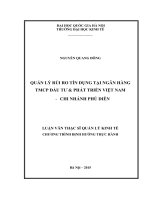 Quản lý rủi ro tín dụng tại Ngân hàng TMCP đầu tư & phát triển Việt Nam - Chi nhánh Phủ Diễn : Luận văn ThS. Kinh doanh và Quản lý: 60 34 04 10