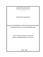 Quản lý chi thường xuyên ngân sách nhà nước tại quận Hoàng Mai, thành phố Hà Nội :  Luận văn ThS. Quản trị - Quản lý: 603404