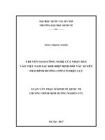 Chuyển giao công nghệ của Nhật Bản vào Việt Nam sau khi hiệp định đối tác xuyên Thái Bình Dương (TPP) có hiệu lực. Luận văn ThS. Kinh tế quốc tế: 60 31 01 06