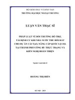 pháp luật về bồi thường hỗ trợ, tái định cư khi nhà nước thu hồi đất cho dự án cải tạo, nâng cấp quốc lộ 18a tại thành phố uông bí  thực trạng và kiến nghị hoàn thiện 