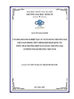 Văn hóa doanh nghiệp tại các ngân hàng thương mại Việt Nam trong tiến trình hội nhập quốc tế - Phân tích trường hợp ngân hàng thương mại cổ phần ngoại thương Việt Nam