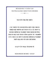 Các nhân tố ảnh hưởng đến việc hoàn thiện hệ thống kế toán của các đơn vị hành chính sự nghiệp theo định hướng chuẩn mực kế toán công quốc tế   nghiên cứu cho các đơn vị hành chính sự nghiệp 