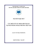 Các nhân tố tác động đến nợ xấu tại ngân hàng ngoại thương việt nam 