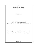 Phân tích Báo cáo tài chính Công ty Cổ phần Đầu tư và Phát triển Hiteco.: Luận văn ThS.Tàichính - Ngânhàng 60 34 02 01