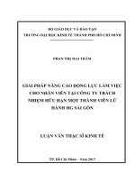 Giải pháp nâng cao động lực làm việc cho nhân viên tại công ty trách nhiệm hữu hạn một thành viên lữ hành HG sài gòn 