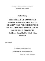 The impact of consumer ethnocentrism, perceived quality and perceived price on willingness to buy local household products evidence from ho chi minh city, vietnam 