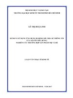 Hành vi sử dụng ứng dụng di động để chia sẻ thông tin của người tiêu dùng, nghiên cứu trường hợp sản phẩm mẹ và bé 