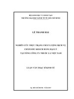 Nghiên cứu thực trạng chất lượng dịch vụ  chăm  sóc khách hàng đại lý tại tổng công ty thuốc lá việt nam 